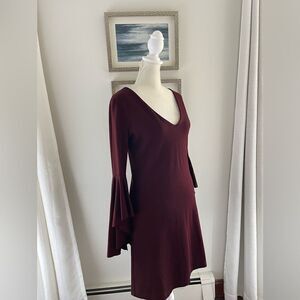 Bailey 44 burgundy statement sleeve bodycon dress size small